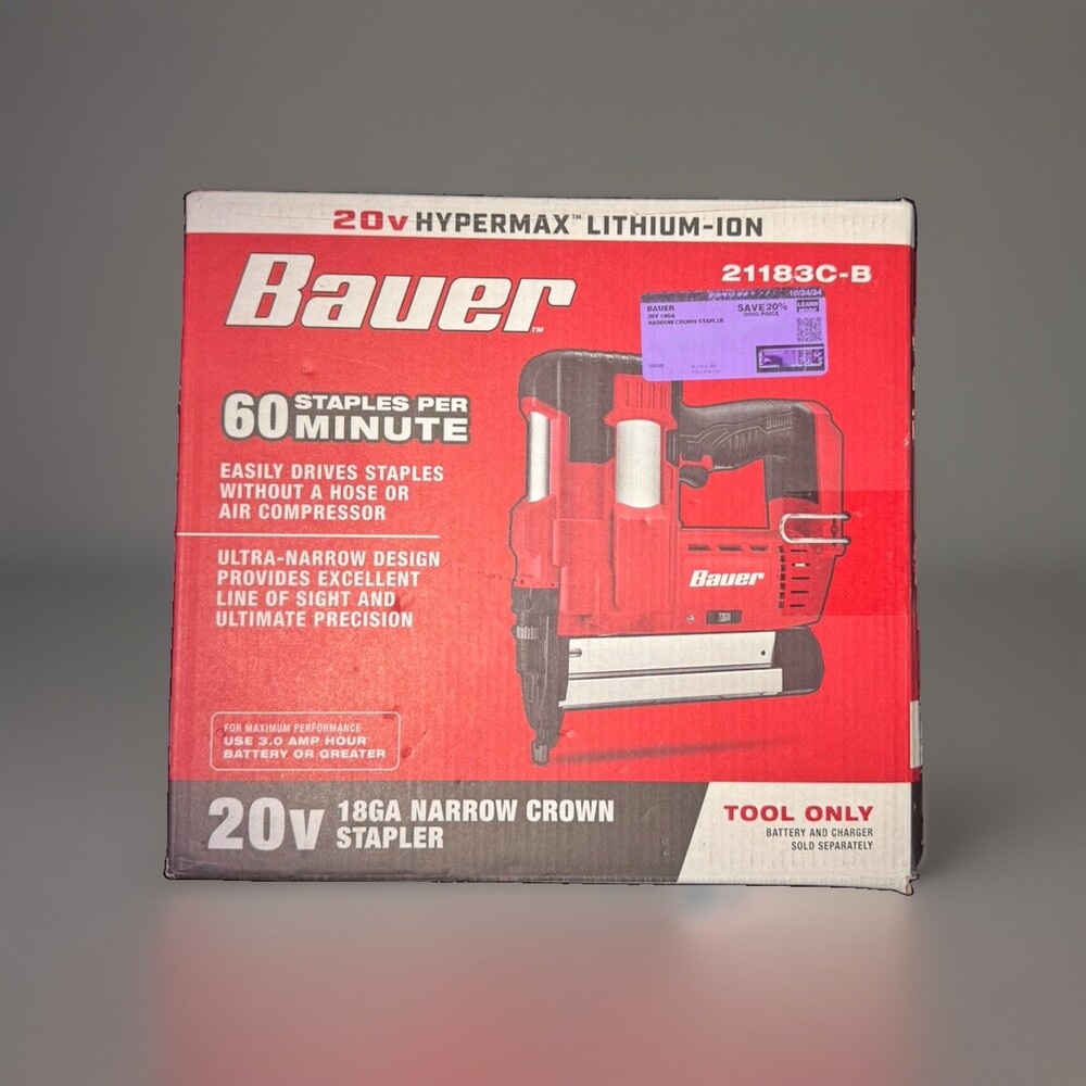 Bauer 20V Hypermax Li-Ion 18GA Narrow Crown Cordless Stapler 21183C-B